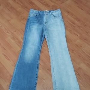 Risen High Rise Flare leg 2-tone stretch jeans 13/31